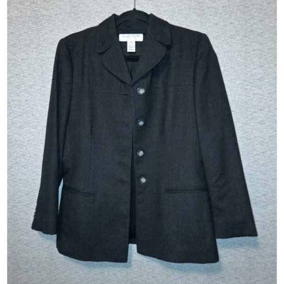 Jones New York Blazer Jacket Black 100% Wool Button Front Women's 8 Petite - Picture 4 of 12